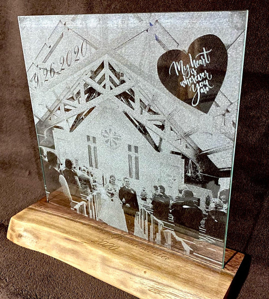 Glass Etched Photo Stand -Forever Remember