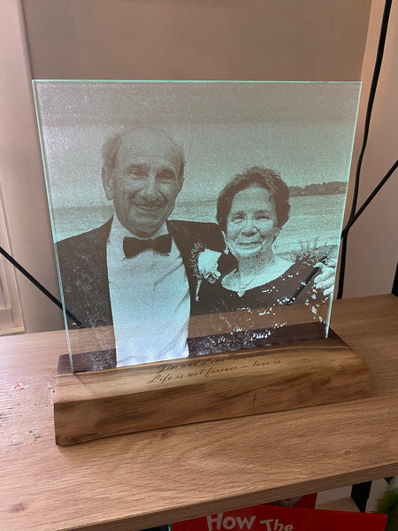 Remembrance Glass Etched Photo Stand -Forever Remember