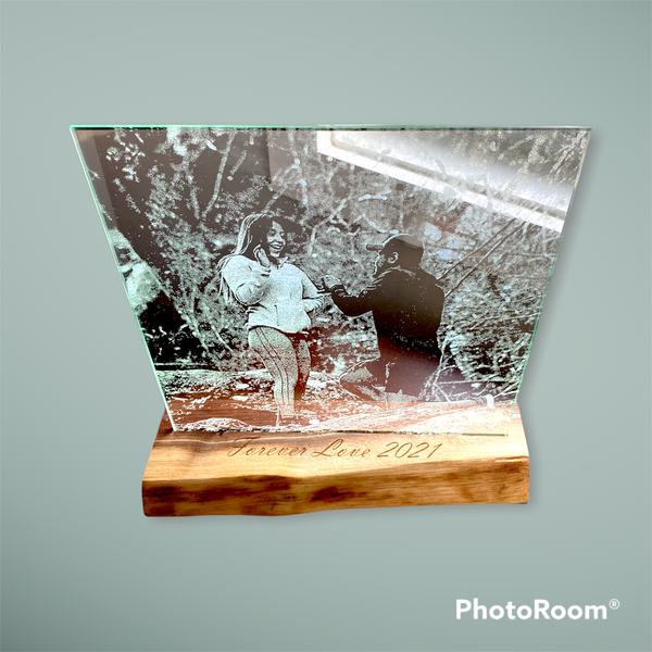 Glass Etched Photo Stand -Forever Remember