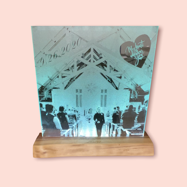 Glass Etched Photo Stand -Forever Remember