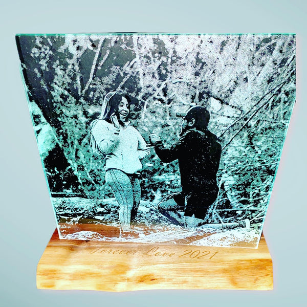 Glass Etched Photo Stand -Forever Remember